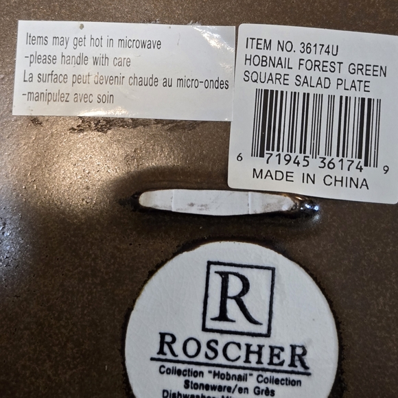 Roscher Hobnail Forest Green Square Salad Plate 8x8 | Like New w/ Tags - Picture 4 of 8